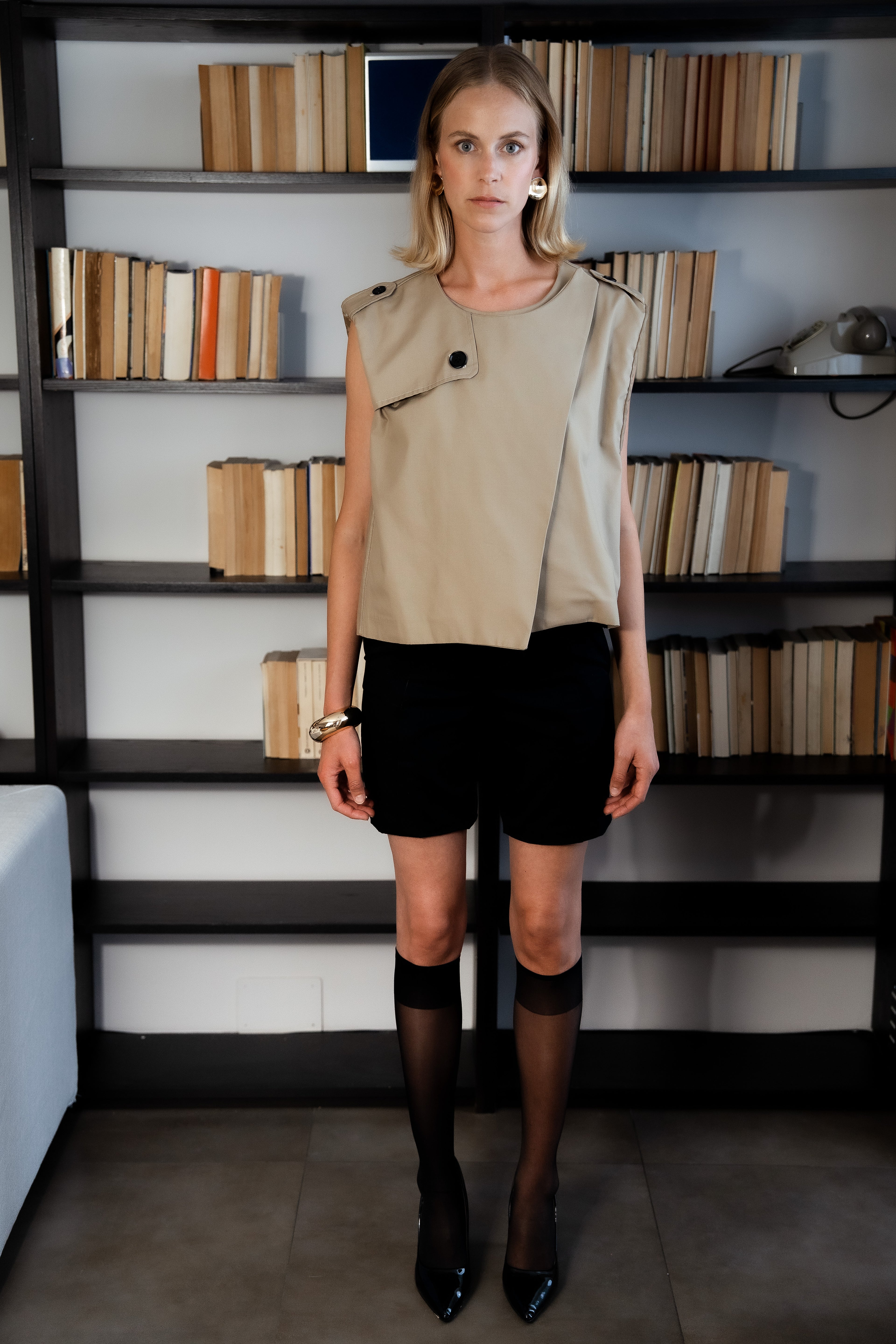 Pantaloncino con pieghe nero