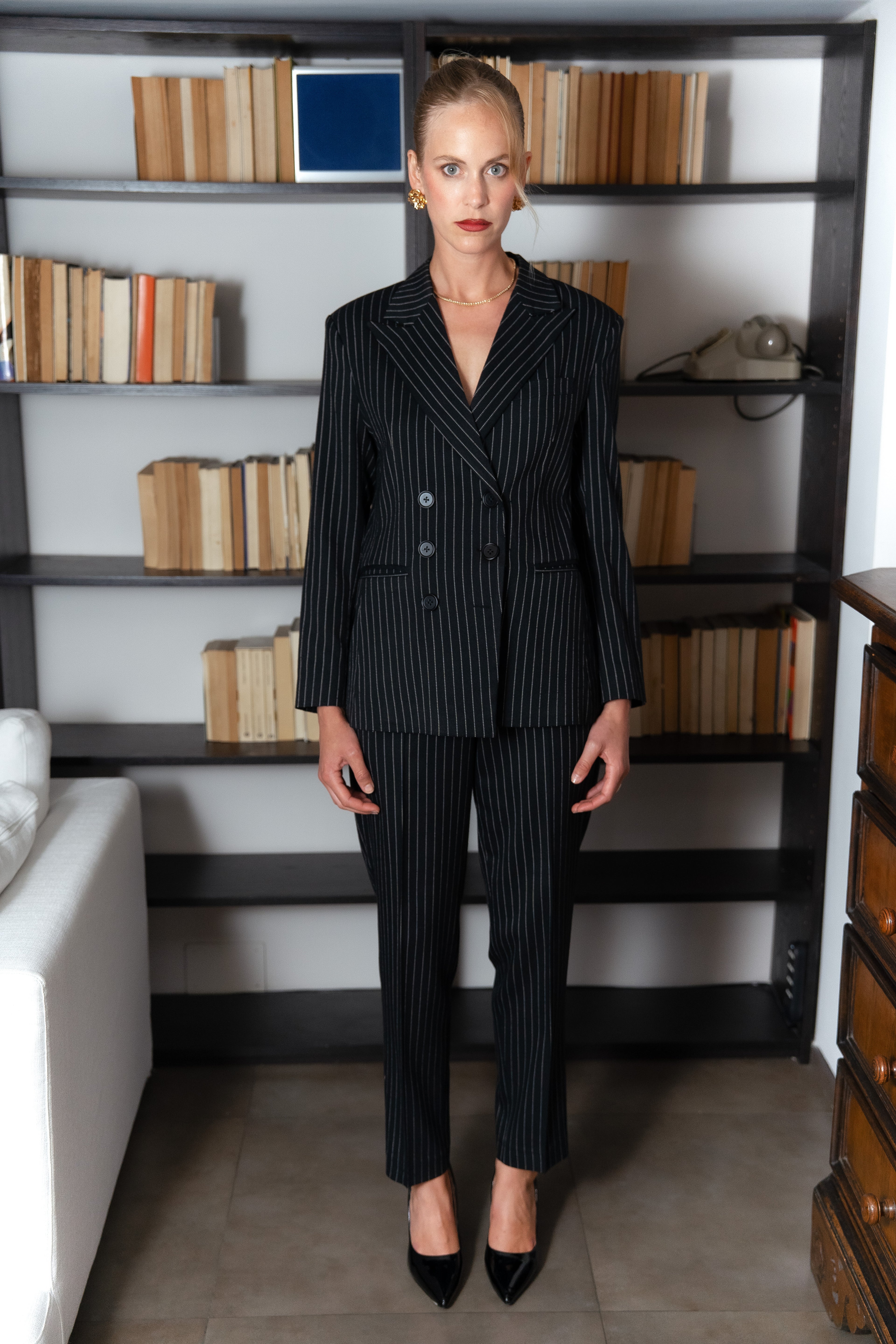 Pantalone Gessato Nero