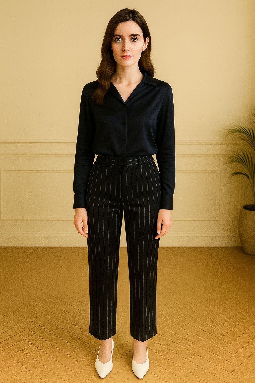 Pantalone Gessato Nero